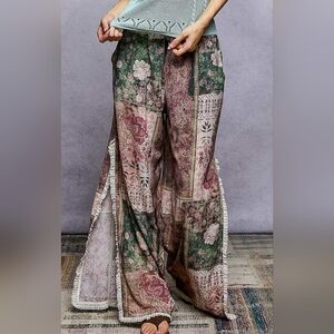 #1243 POL Earthsong Floral Patchwork Pants